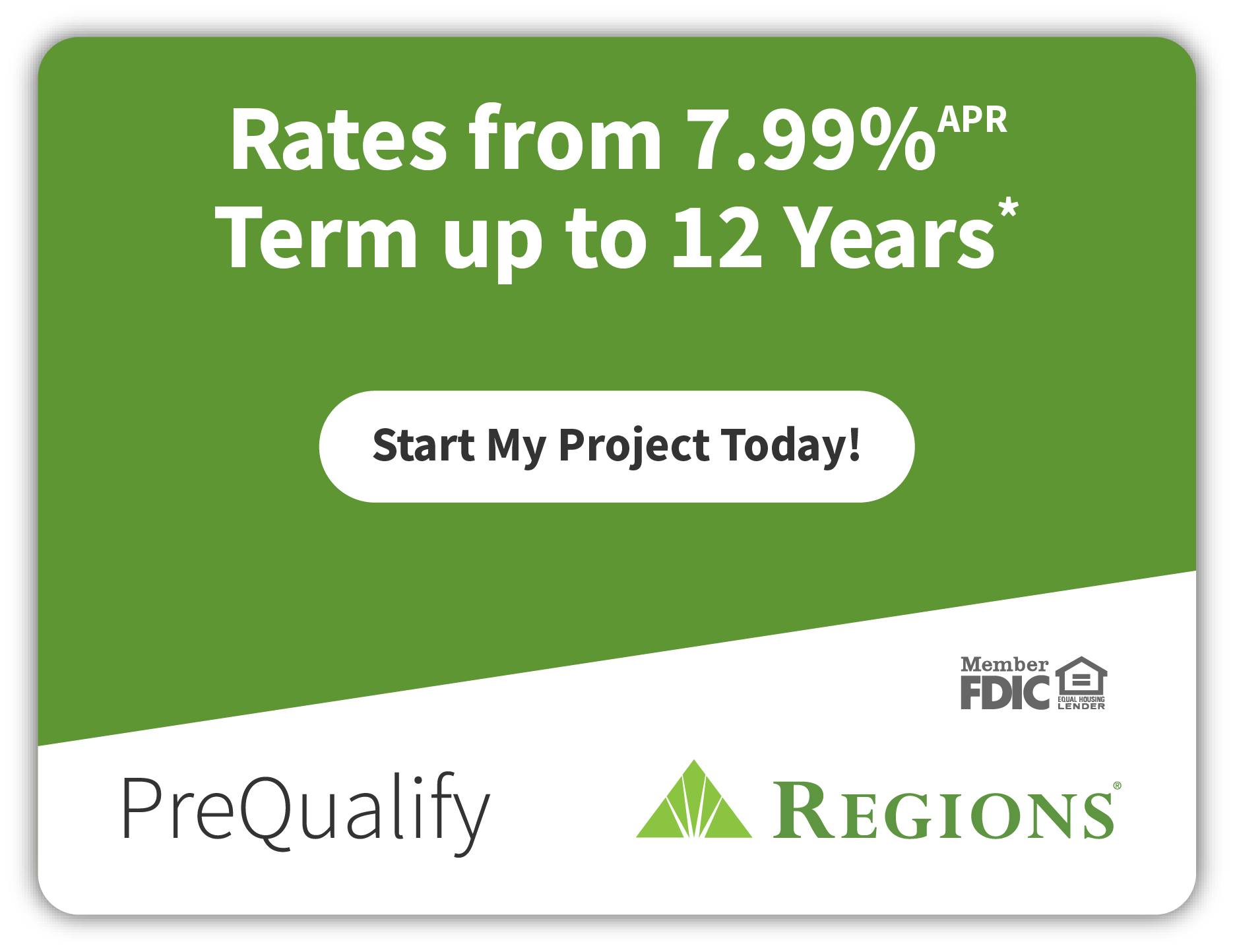 Rates from 7.99 % apr term up to 12 years * start my project today !