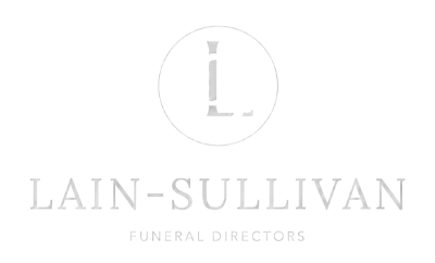 Logo for Lain-Sullivan Funeral Directors in light gray on a white background