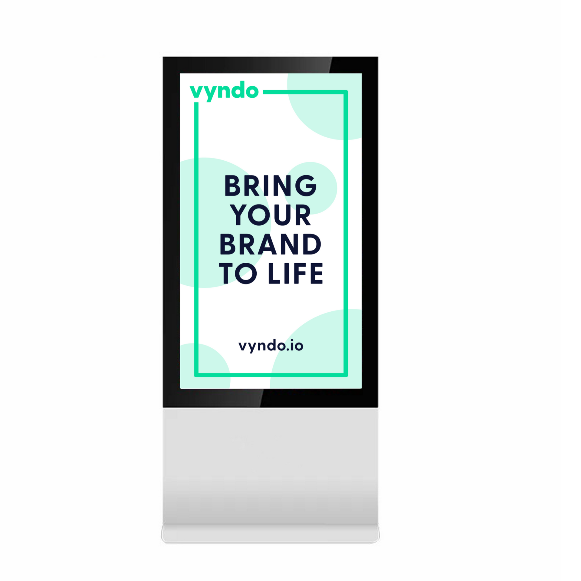 A digital sign with the inscription "Bring your brand to life".