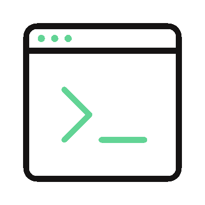 A computer screen with a green arrow pointing to the right.