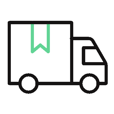 A van with a green ribbon on the back.