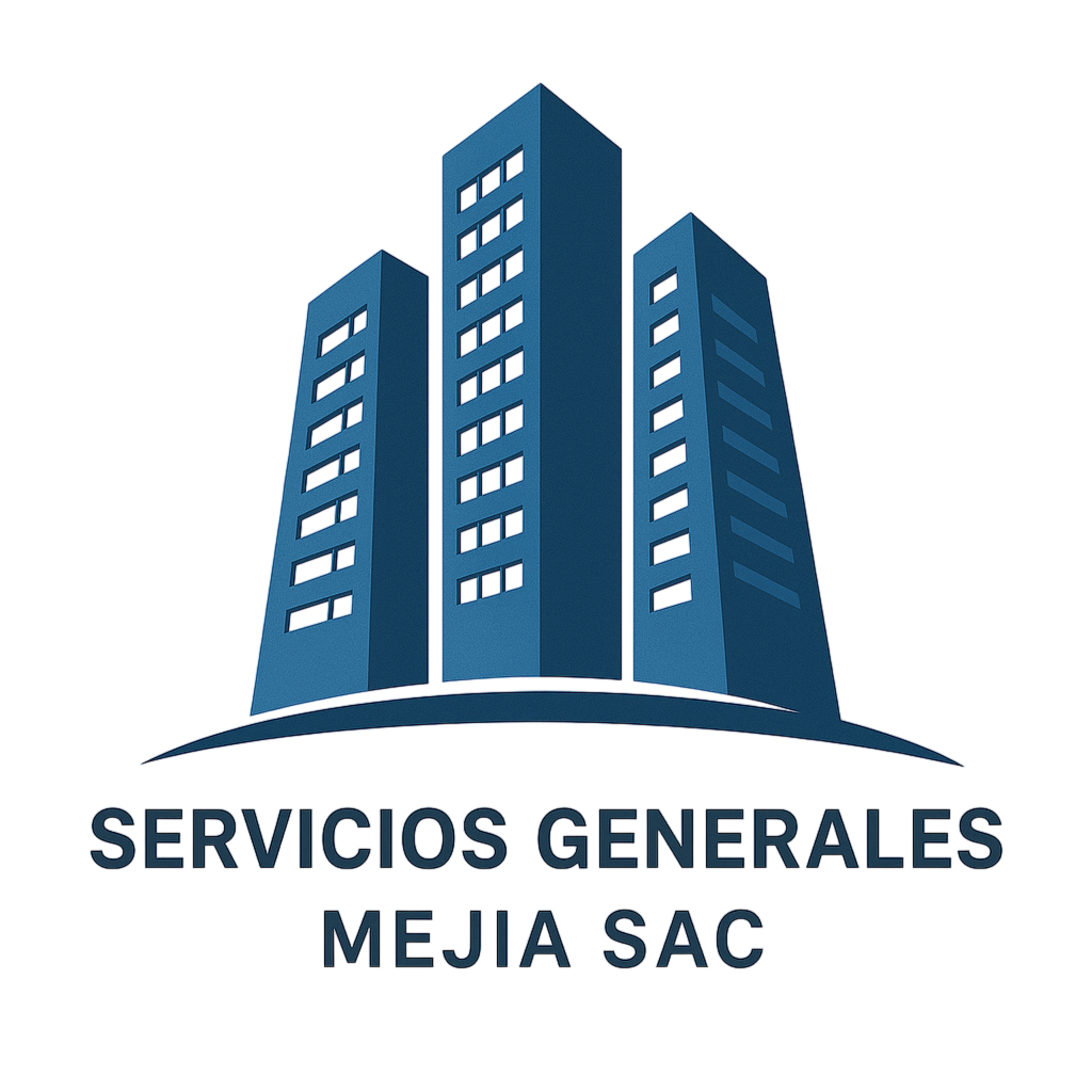 Logotipo de edificios estilizados de color azul con el texto 
