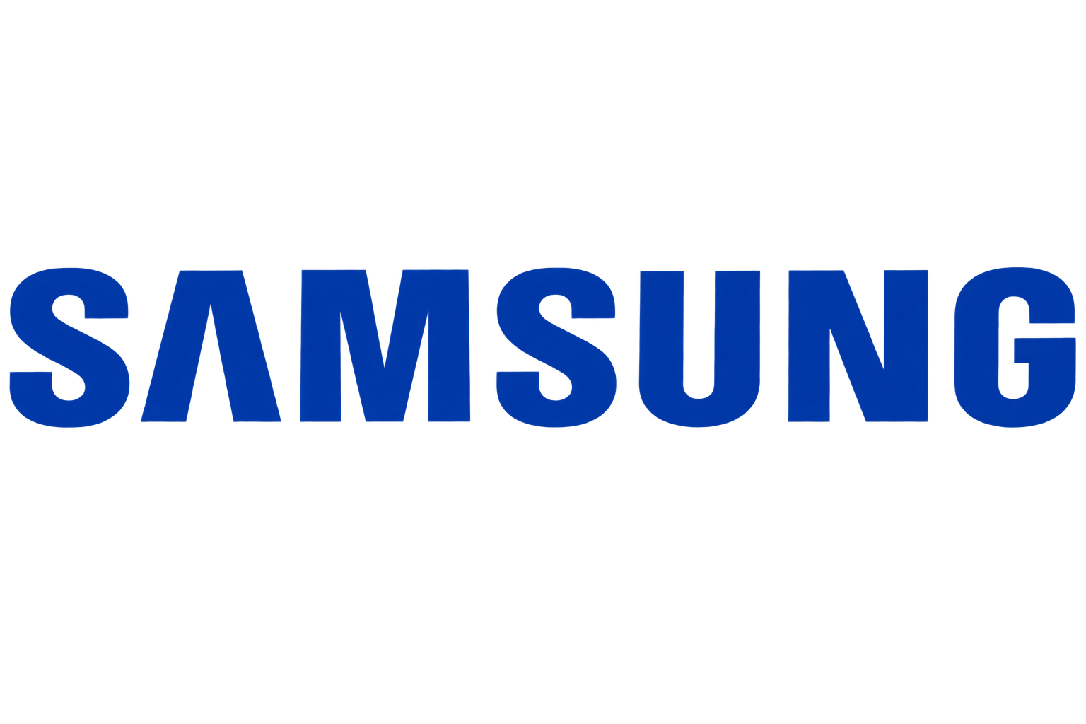Zils Samsung logotips uz balta fona