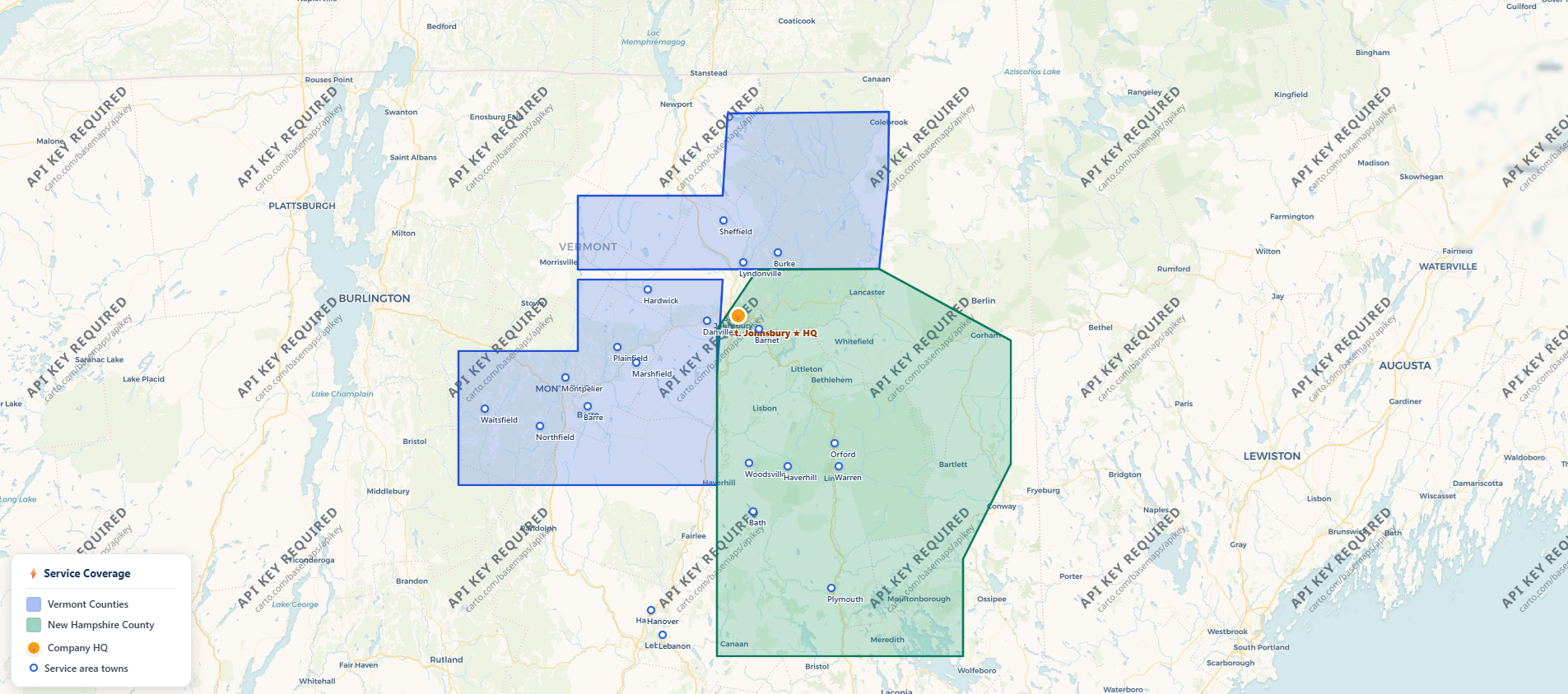 Map with overlapping blue and green highlighted regions over a faint patterned background.