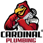 Cardinal Plumbing logo with a red cardinal mascot holding a silver pipe wrench