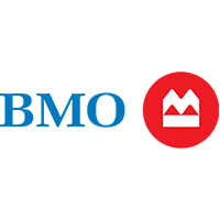 BMO Bank logo: blue letters "BMO" and a red circle with a stylized white "M" symbol.