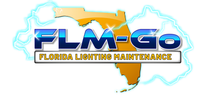 FLM logo with Florida outline, lightning, and website address.