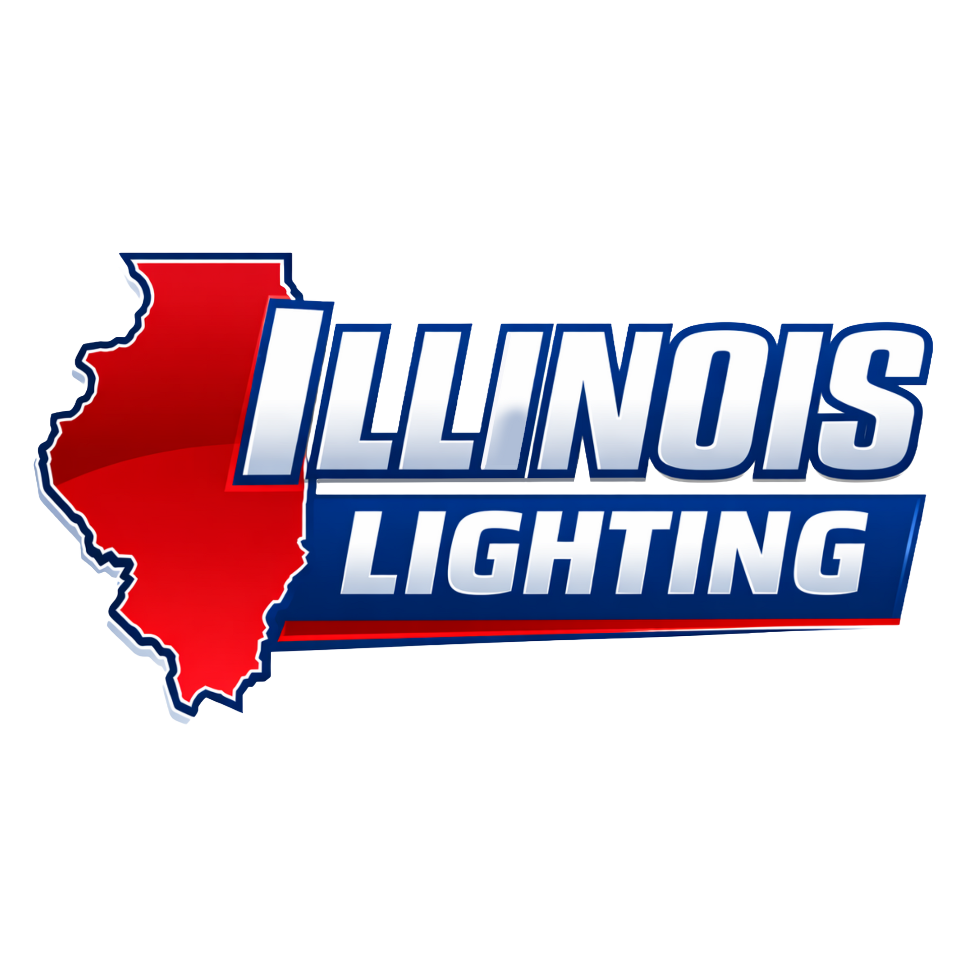 Illinois Lighting logo, red rectangle with white text "ILLINOIS LIGHTING" over a blue background.