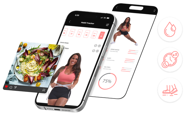 A woman is measuring her waist on a cell phone.  - Average Jenn's - Personalized Workout and Nutrition Plans
