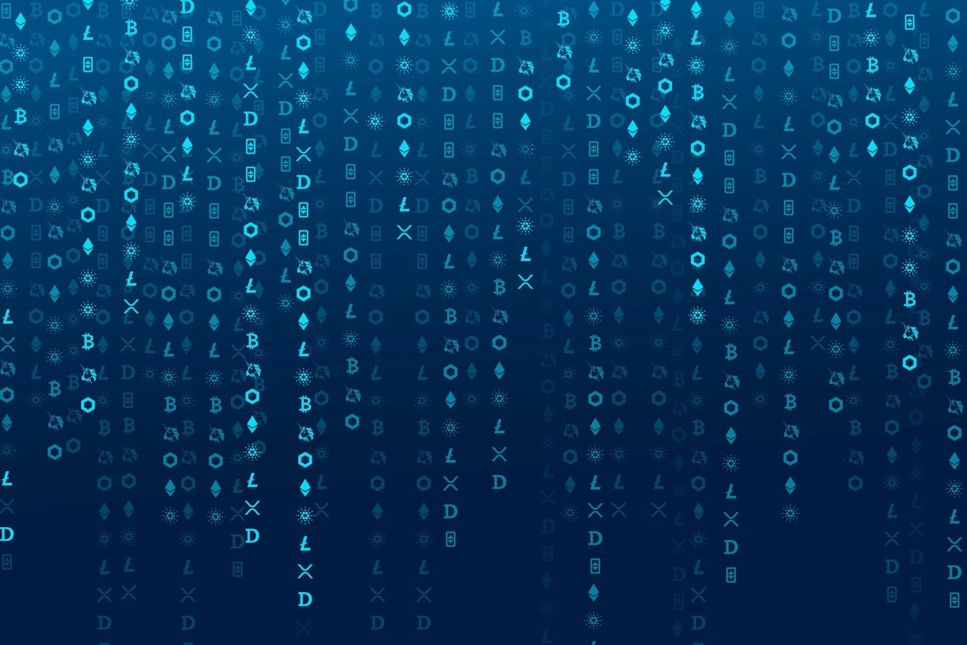 Codificación de criptomonedas fondo azul digital concepto de cadena de bloques de código abierto Codificación de criptomonedas fondo azul digital concepto de cadena de bloques de código abierto