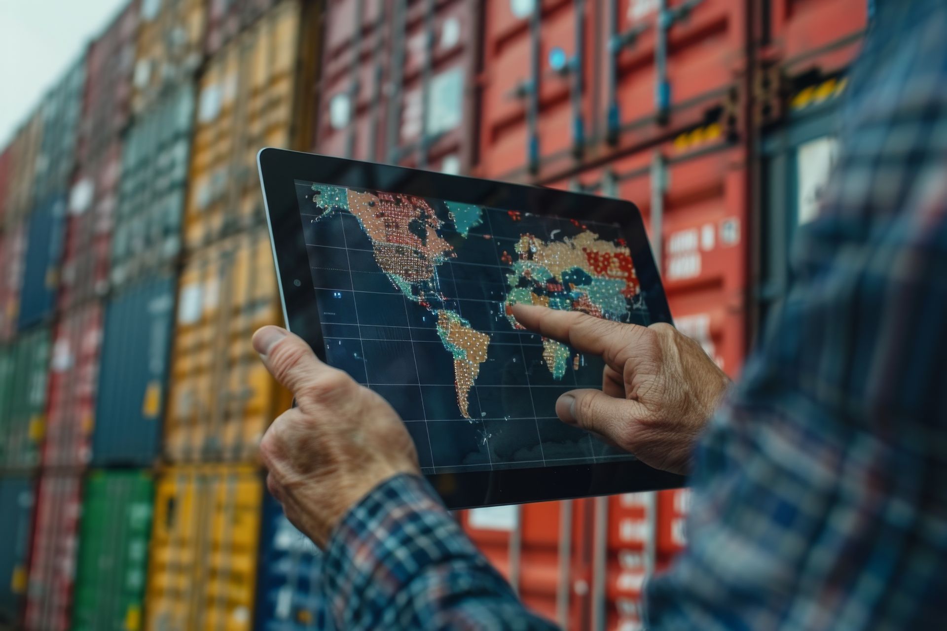 hombre revisando el proceso de importación en us tablet 