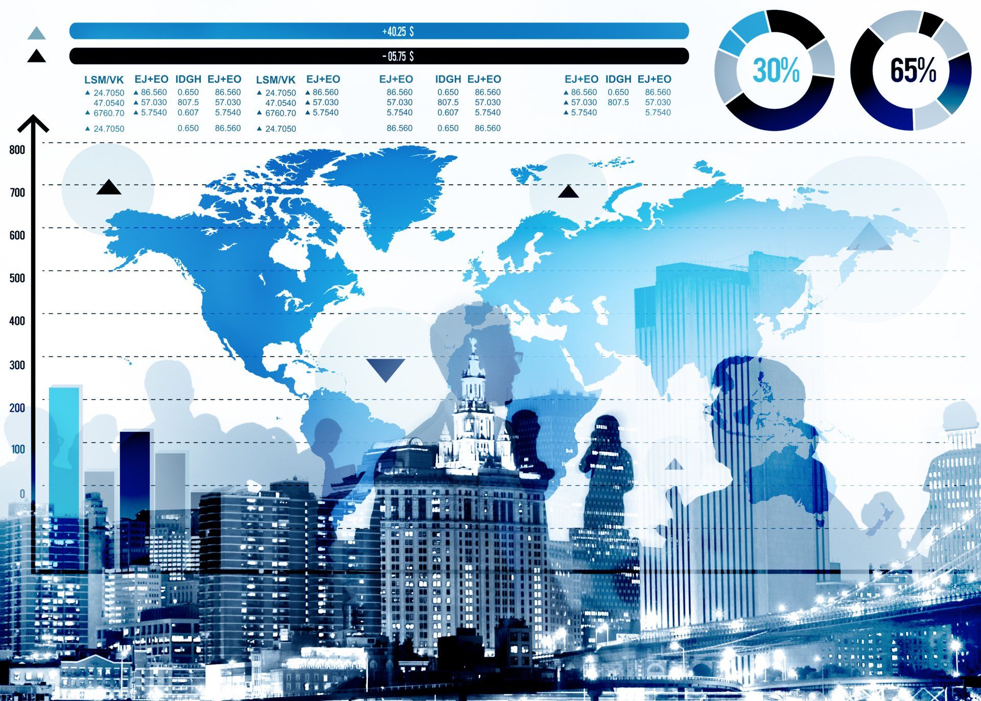 Global business graph growth concepto de mapa mundial Global business graph growth concepto de mapa mundial