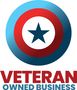 Veteran Owned Business logo with red, white and blue star emblem and text
