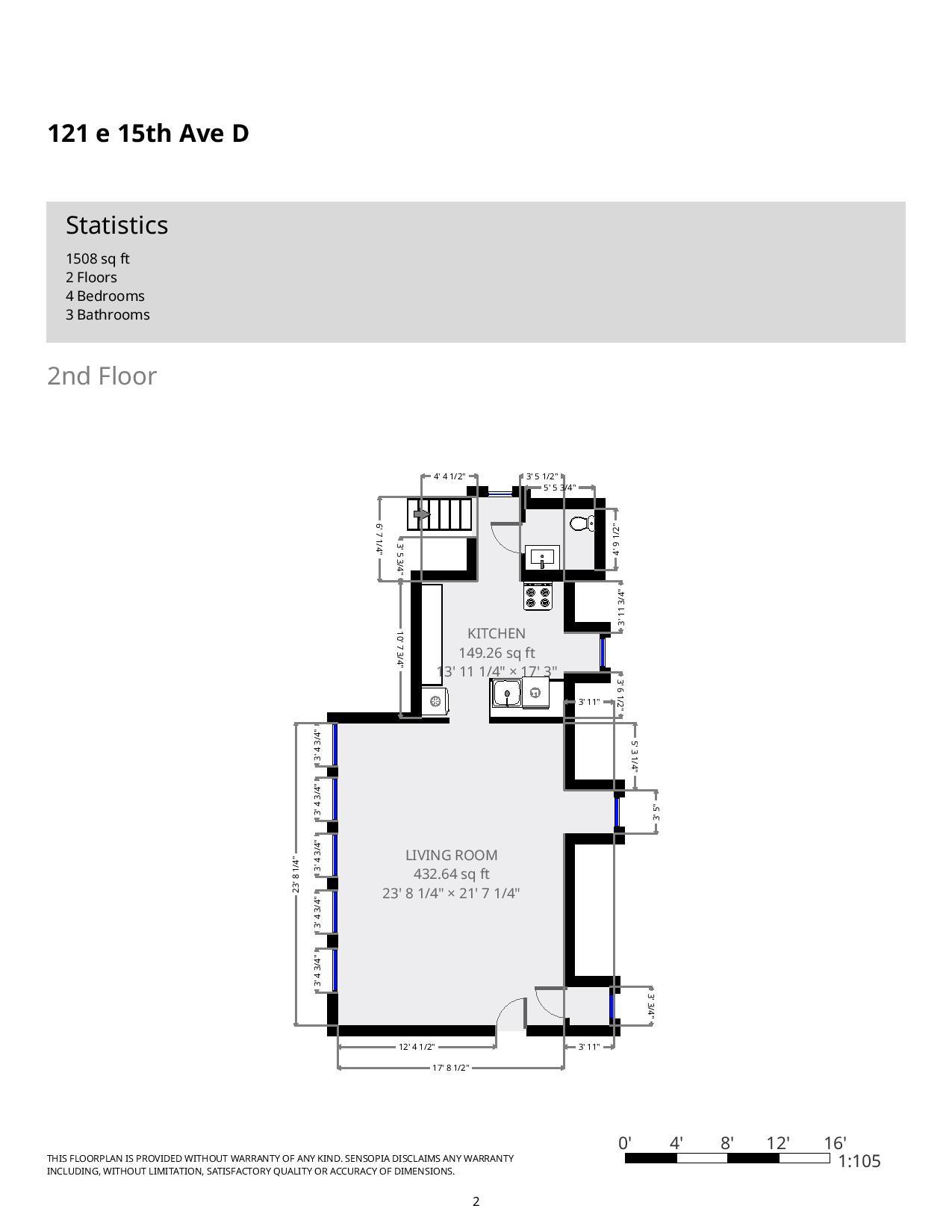 121 E. 15th Ave. Apt. D- Floor Plan 01