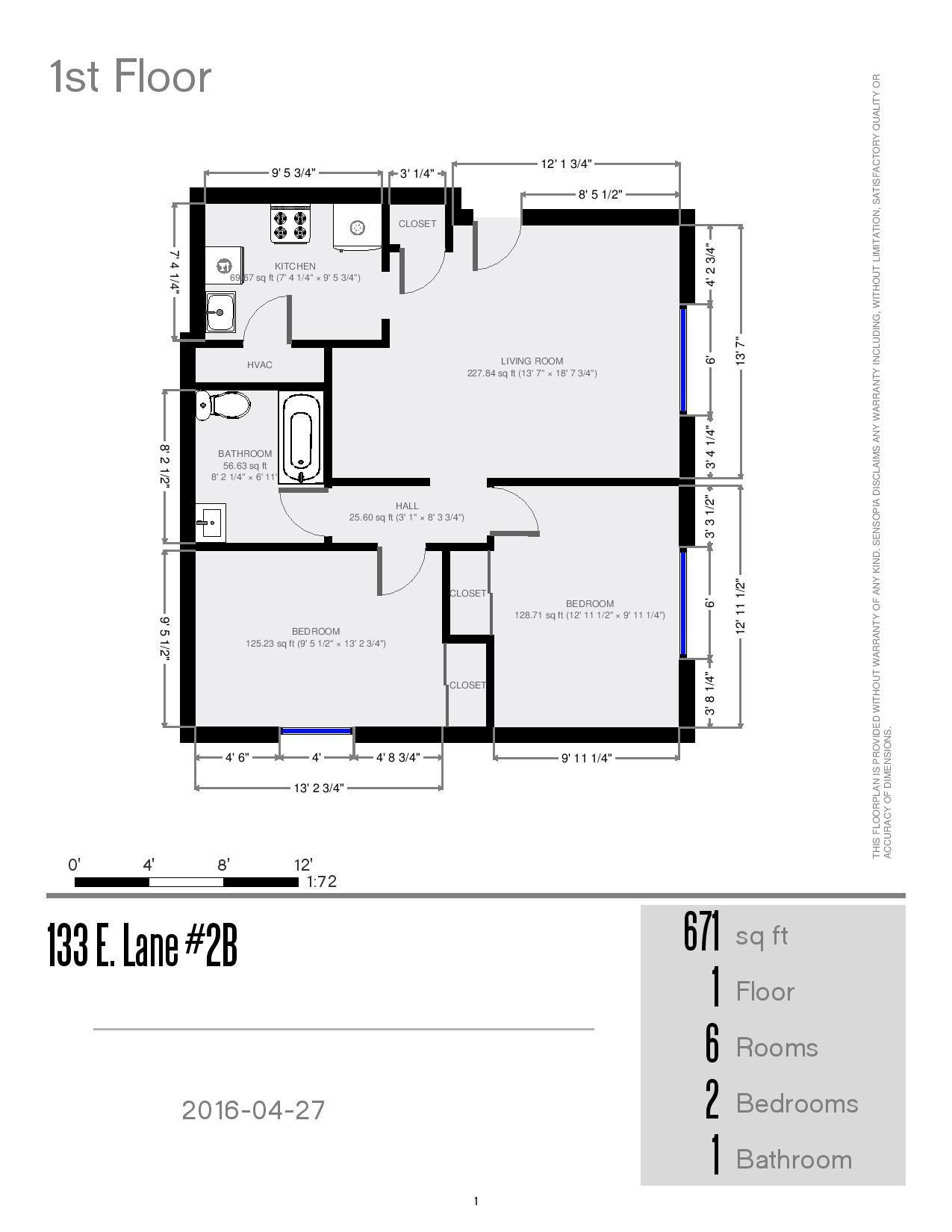 133 E Lane - Apt B - Floorplan.