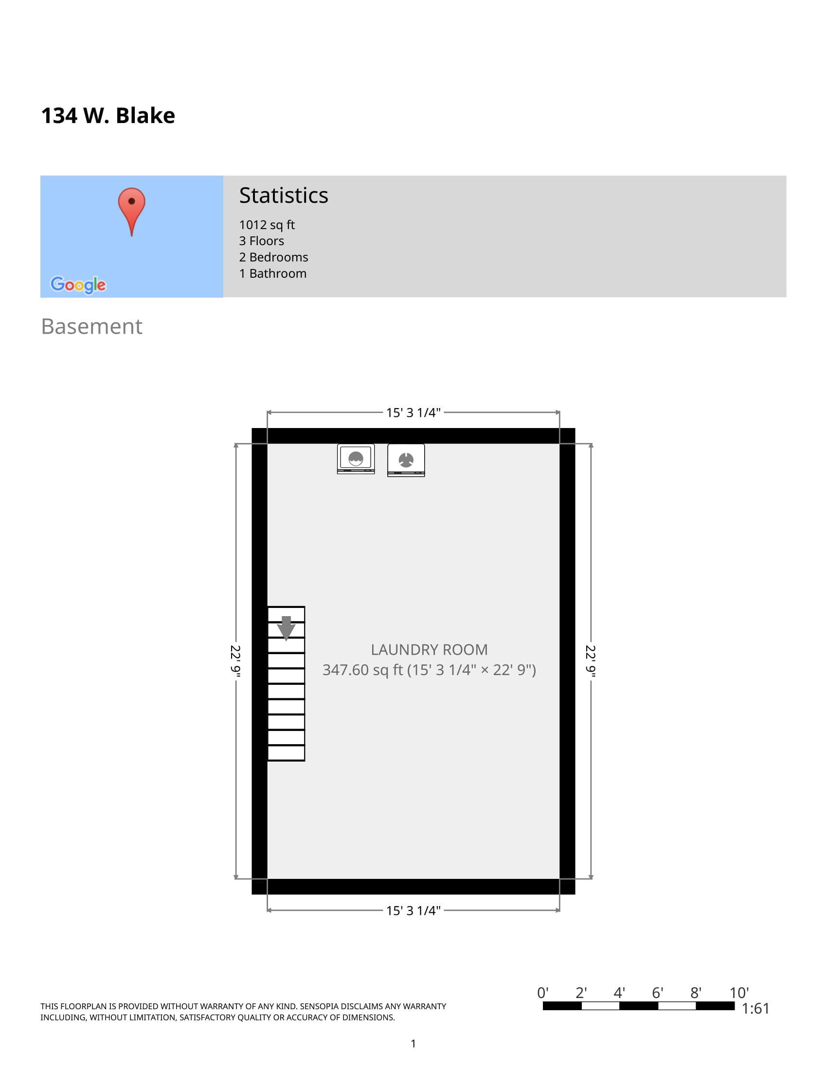 134 W. Blake Ave.- Basement Floor Plan