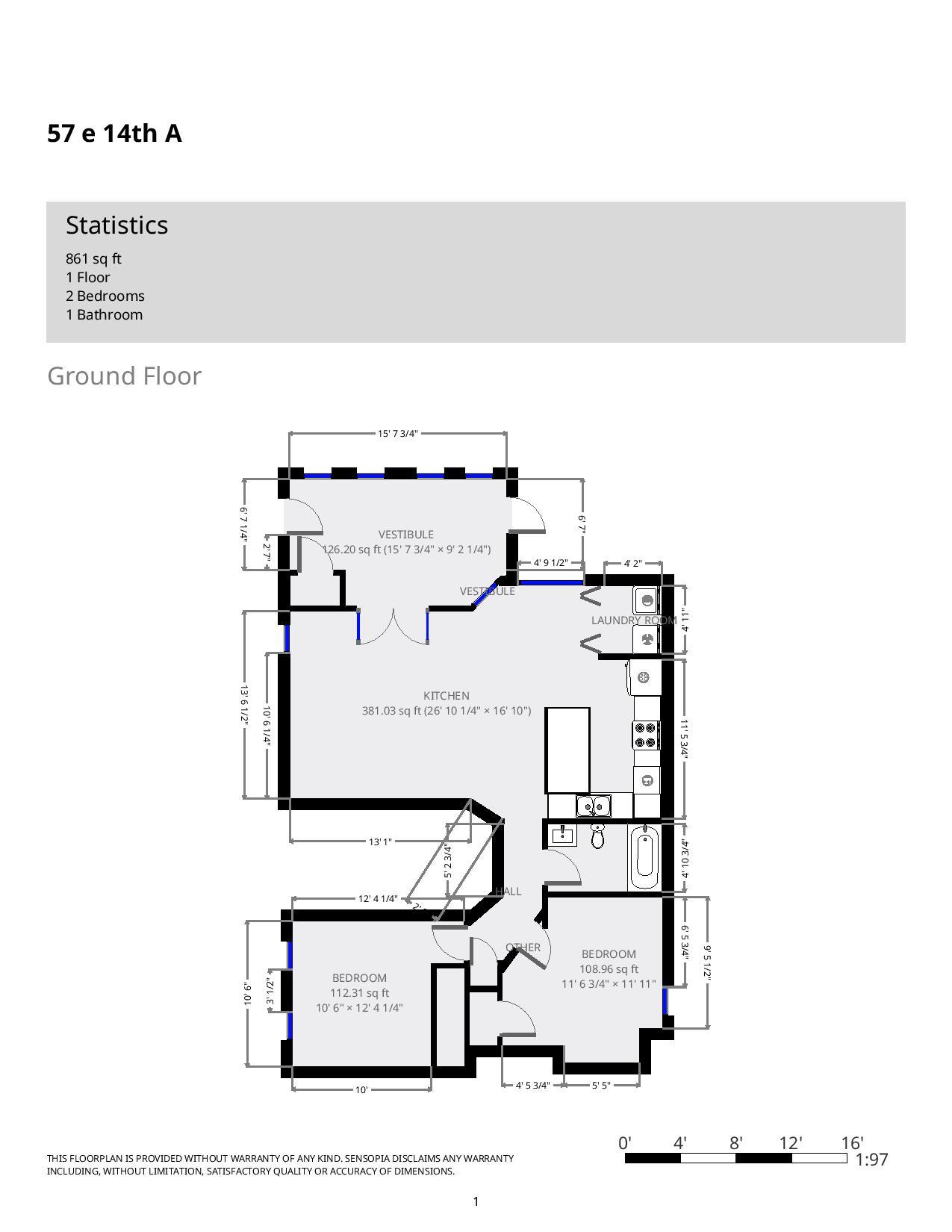 57 E. 14th Ave. Apt. A - Floor Plan