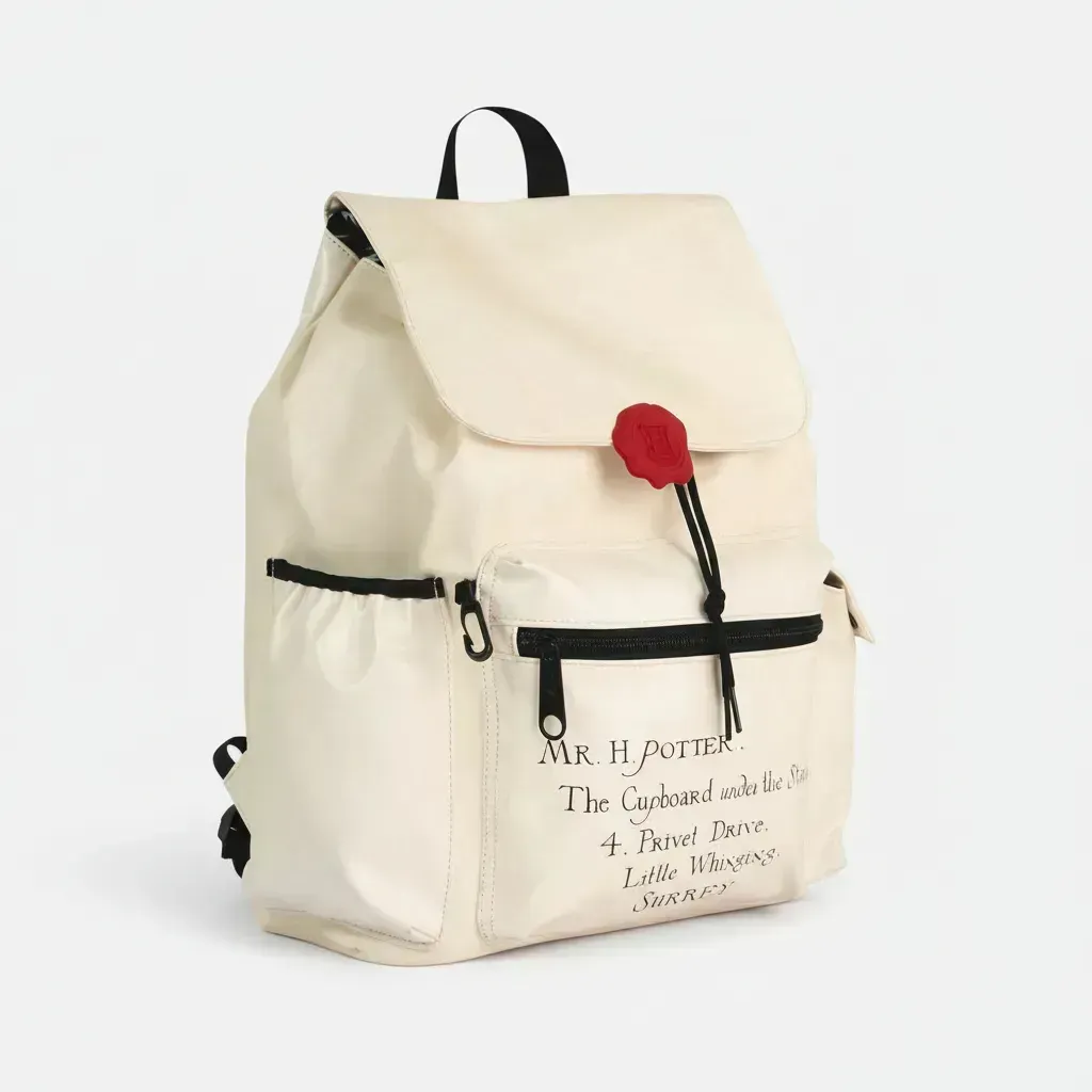 Mochila Escolar Mooving Harry Potter Letter 16 Beige 23L Compartimento Notebook