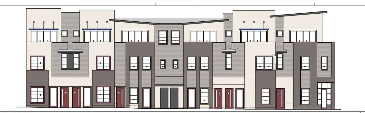 a drawing of a building with a lot of windows and doors