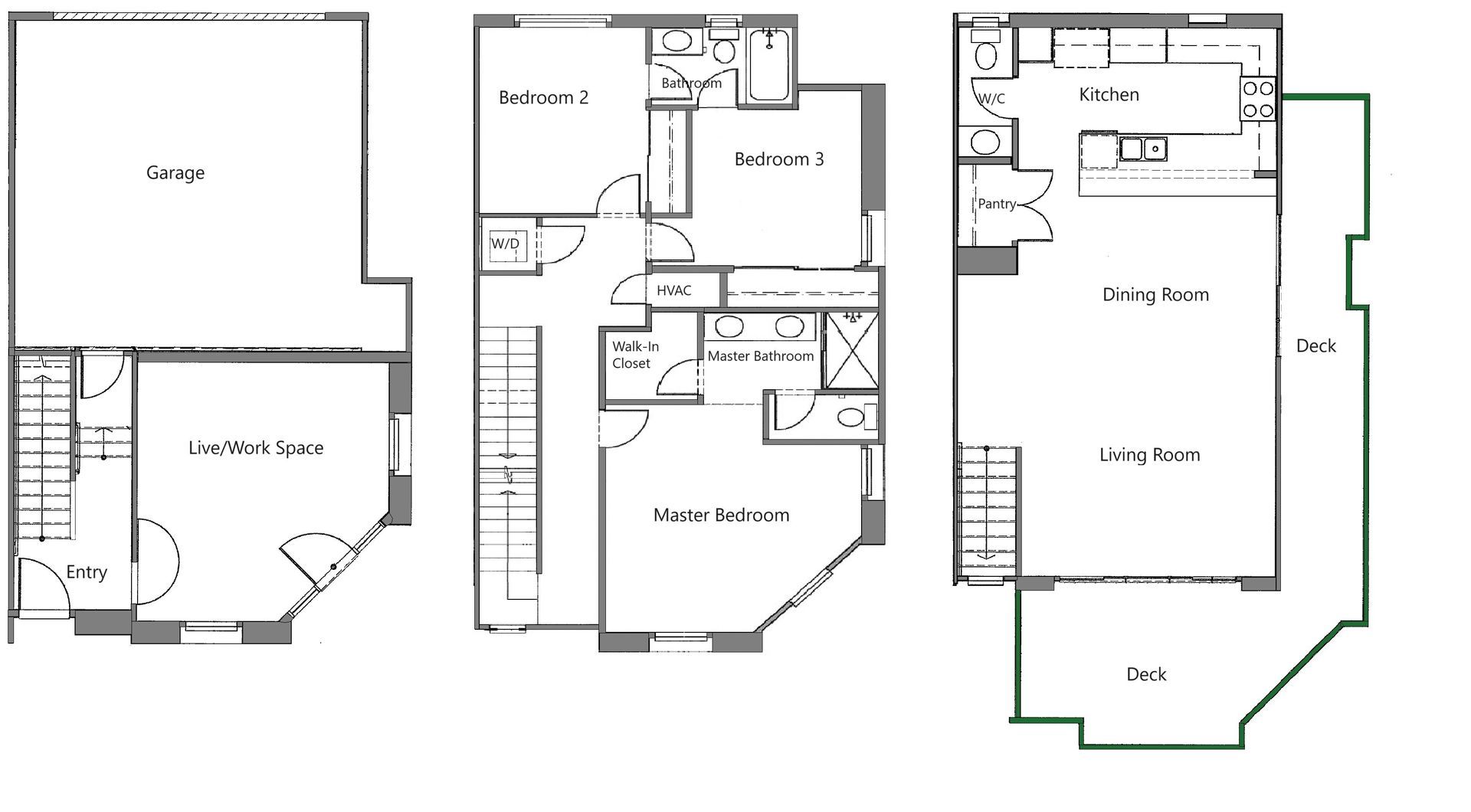 3 Bed, 2.5 Bath floor plan - unit 106