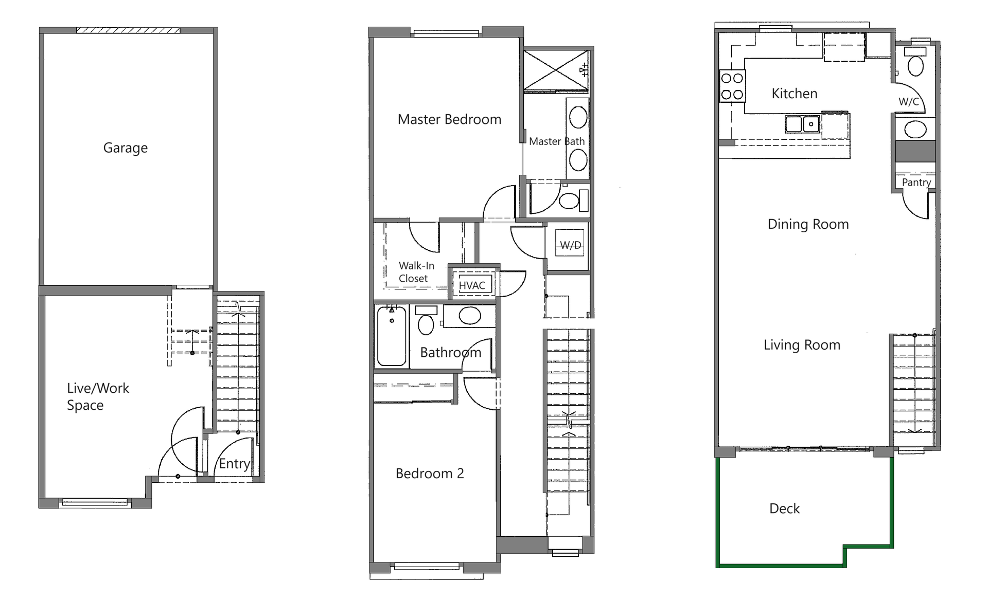 2 Bed, 2.5 Bath floor plan - unit 101