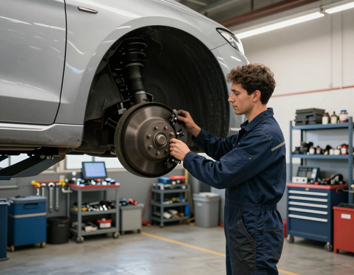 Controllo sicurezza veicolo in officina M.E. Rent Car