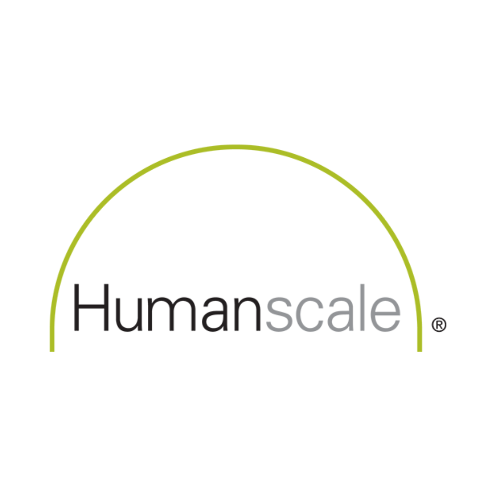 HumanScale logo with a green arch over the text 