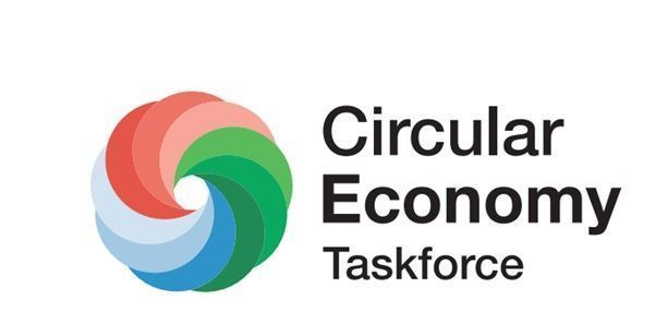 Circular Economy Taskforce logo: colorful swirling design, text on the right side.