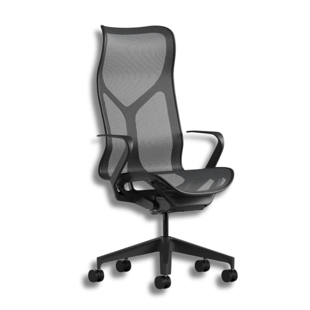Used Herman Miller Cosm Black mesh ergonomic office chair on wheels.