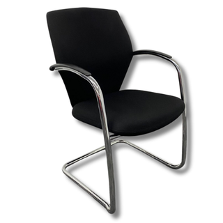 Refurbished black meeting chair with chrome frame