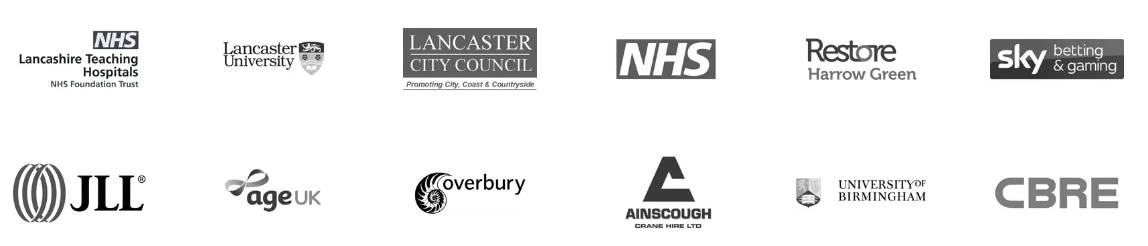 Logos of various companies, including JLL, Sky, and CBRE.
