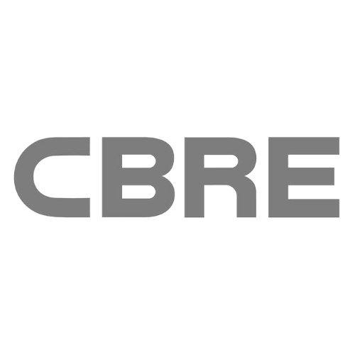CBRE company logo in grey letters on white.