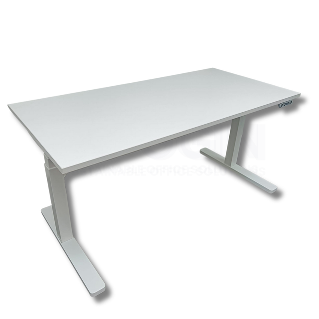 Refurbished sit-stand desk with white top