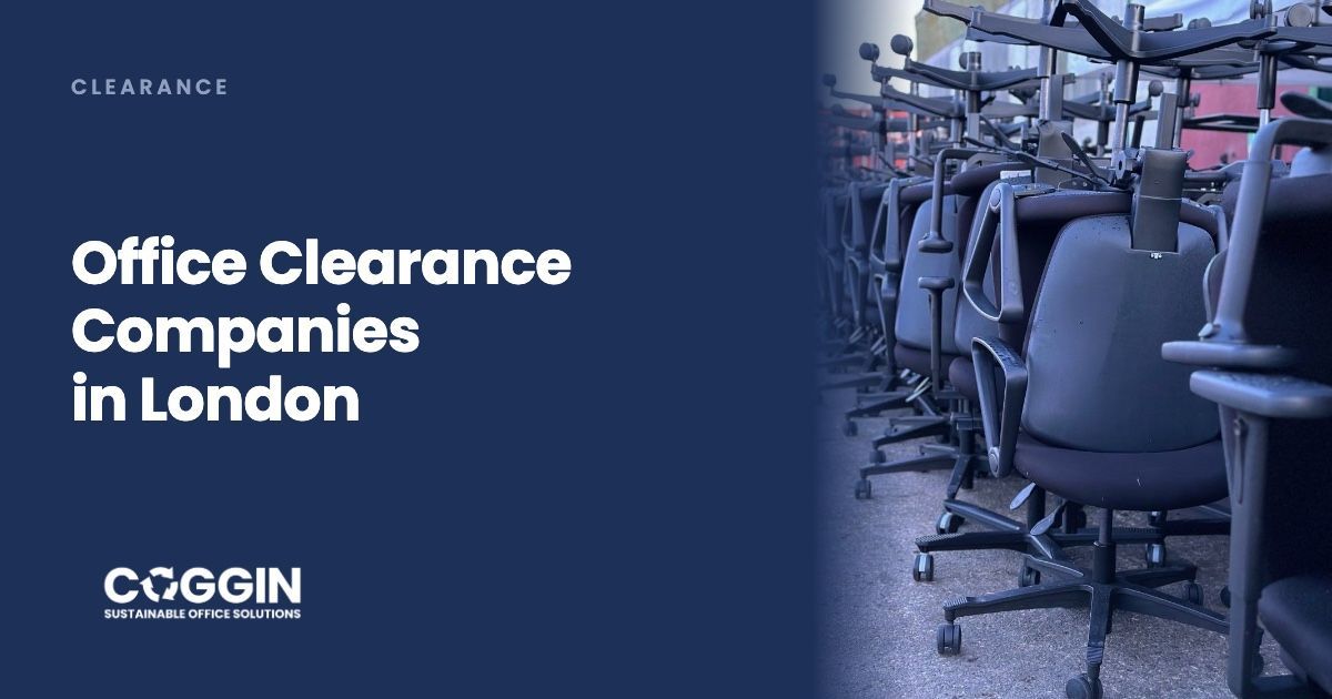 Rows of office chairs lined up in the warehouse.