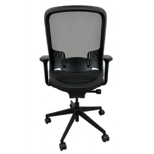 Refurbished Orangebox Do task chair with mesh back and adjustable arms, rear view showing the mesh back