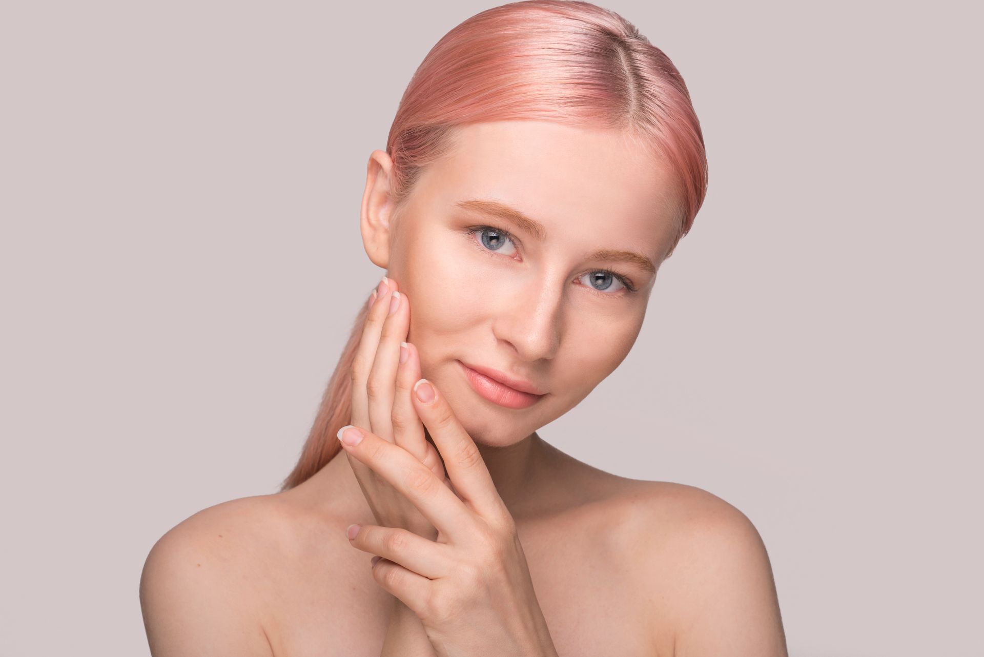 woman with pink hair