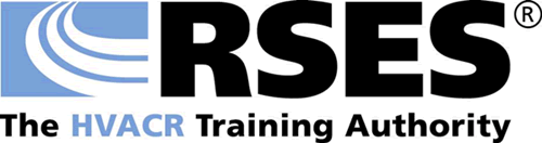 RSES logo with blue swirl icon and bold black text, “The HVACR Training Authority” underneath