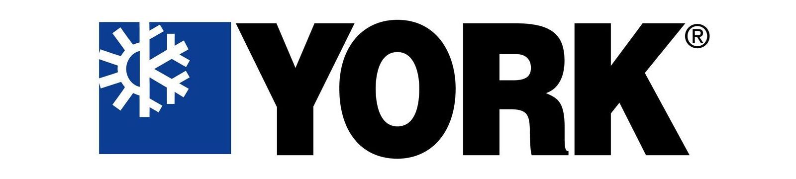 York logo with a snowflake design on a blue square next to the black text 