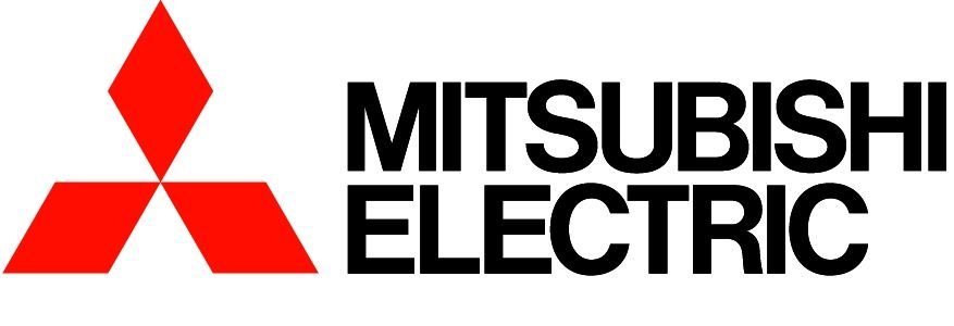 Mitsubishi Electric logo: Red diamond shapes above black text.