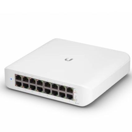 It is a white box with a lot of ports on it.