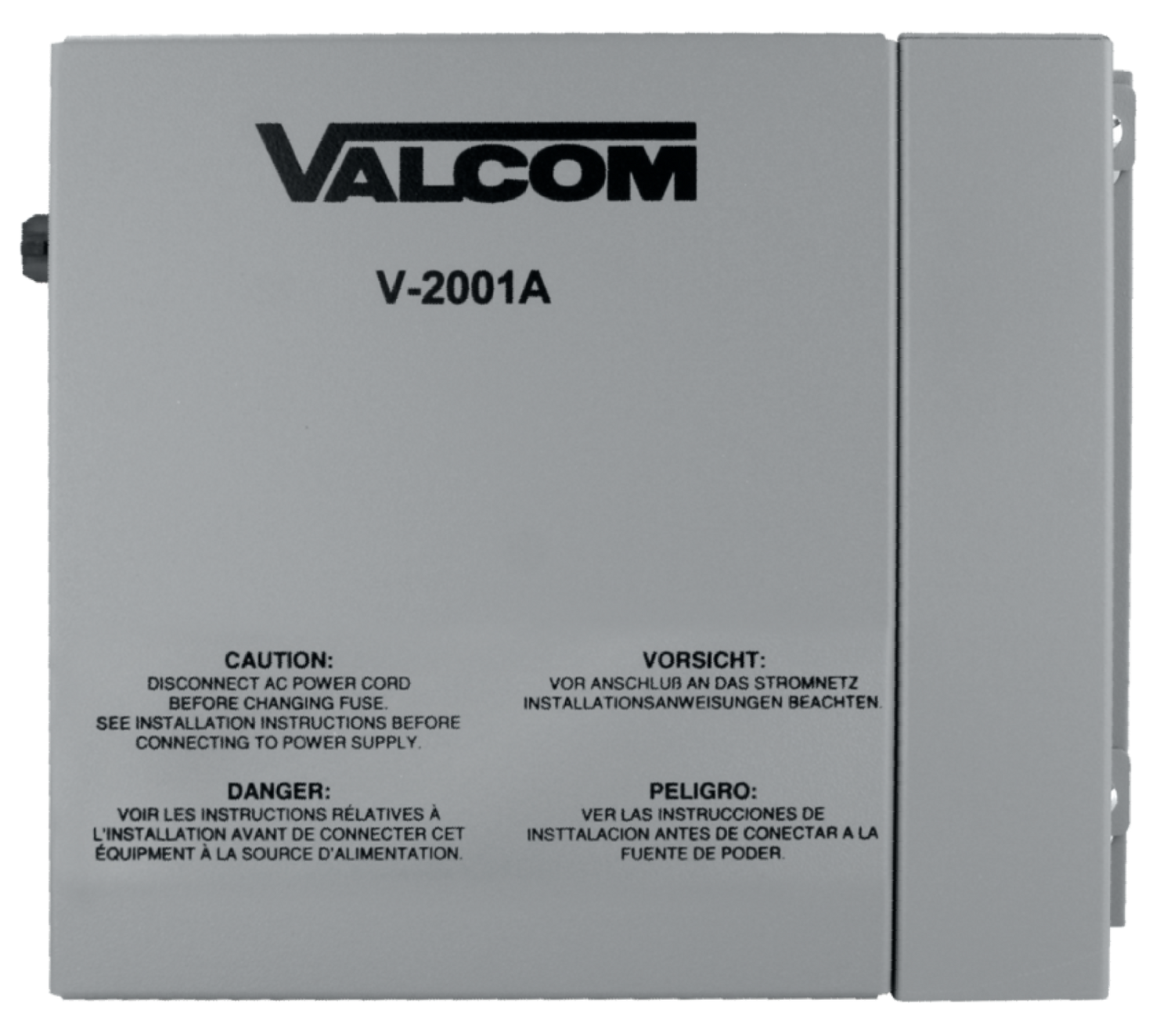 A valcom v- 2001a box with instructions on it