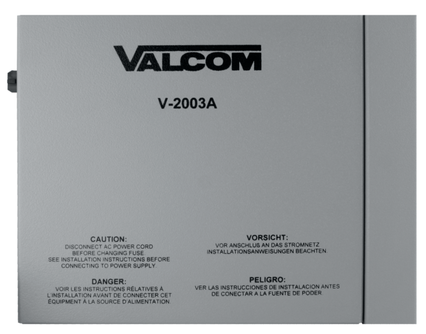A valcom v-2003a box with a white background