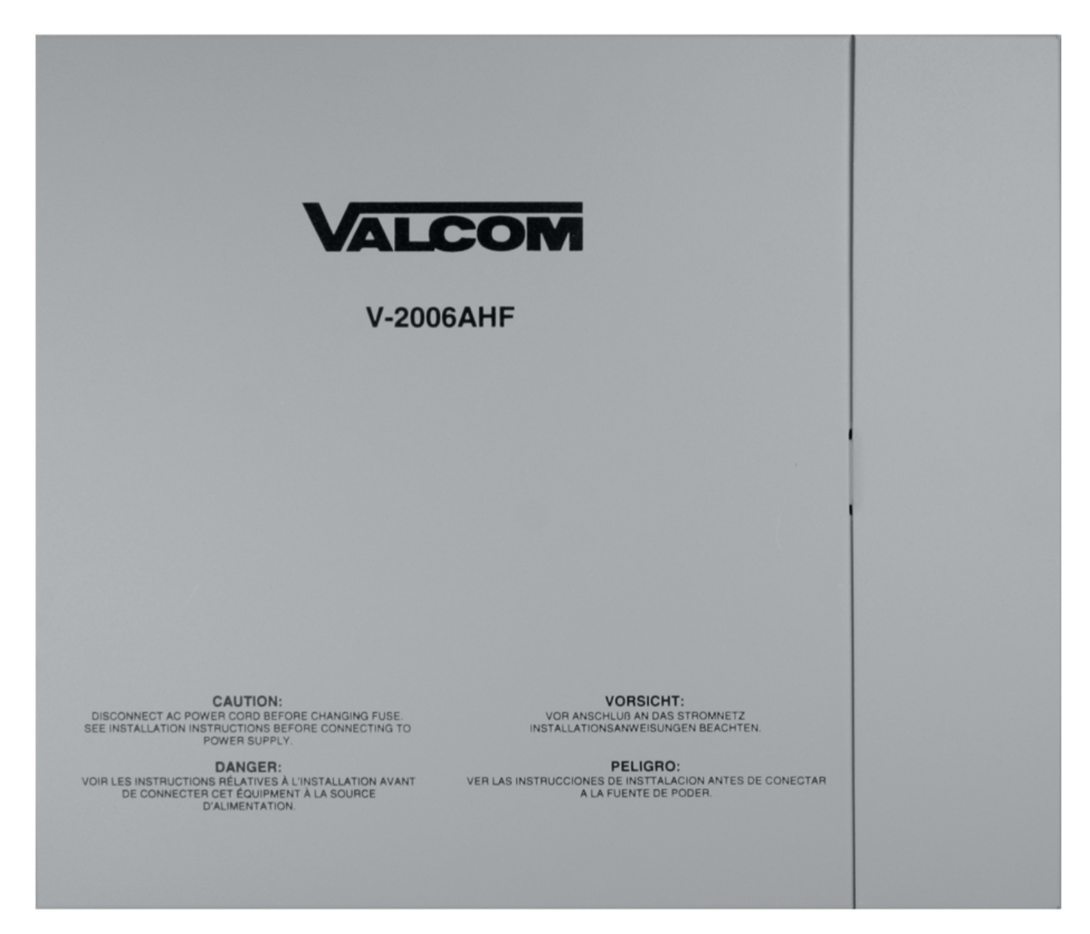 A valcom box with a white background