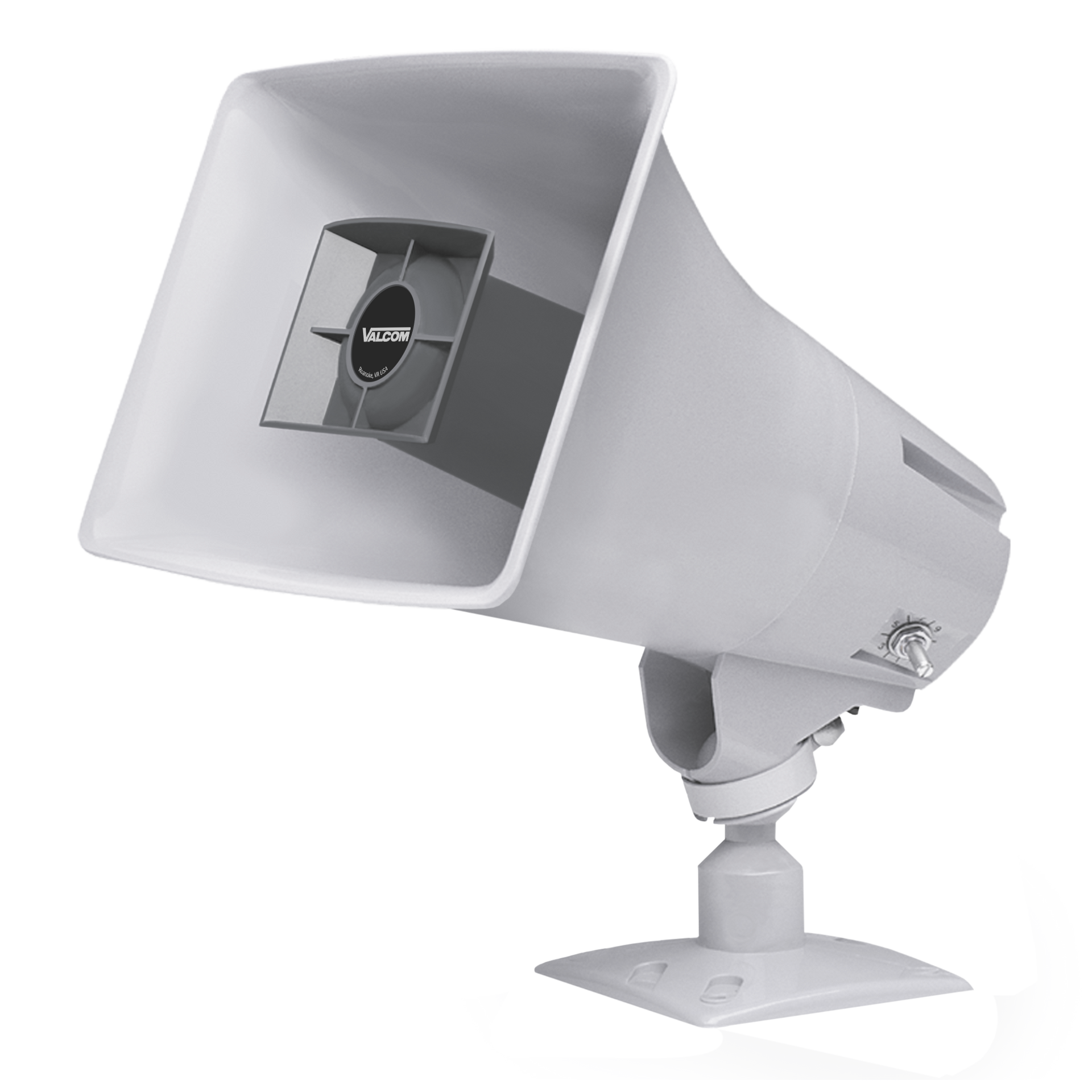 A white speaker is sitting on a white surface.