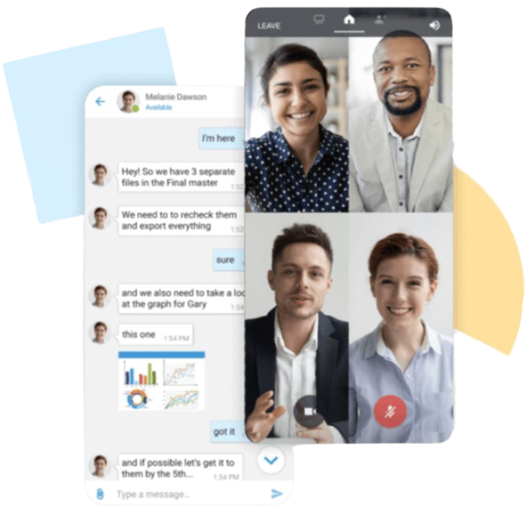 A group of people are having a video call on a cell phone