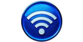 A blue circle with a wifi symbol on it