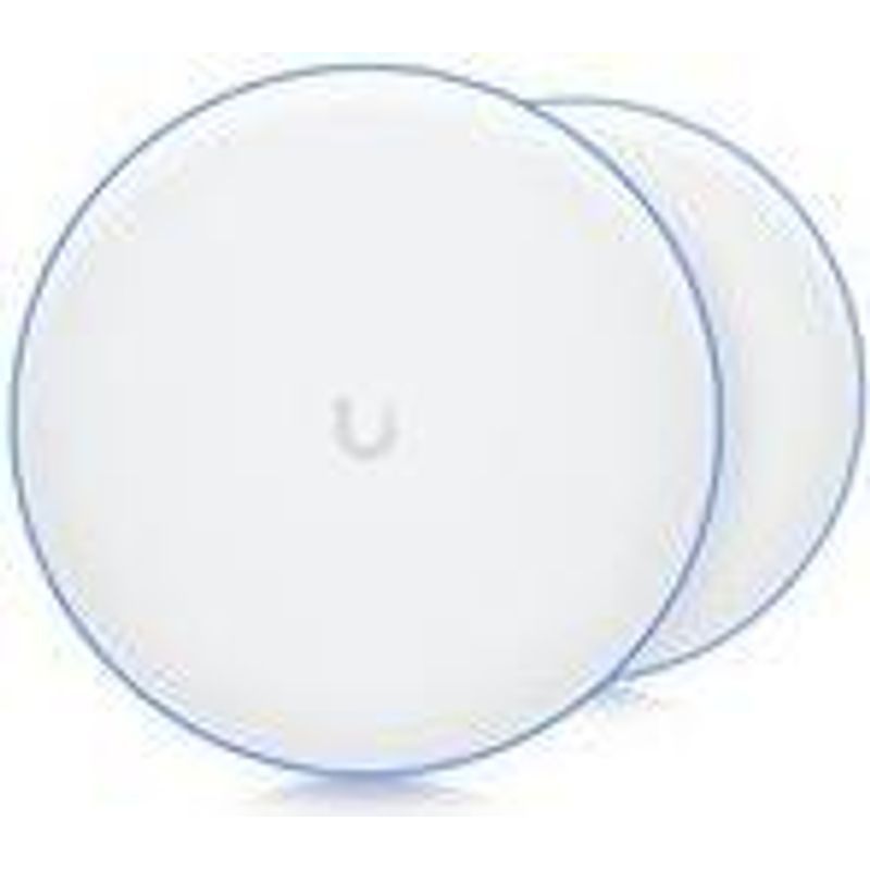 A pair of white circles with a blue border on a white background.