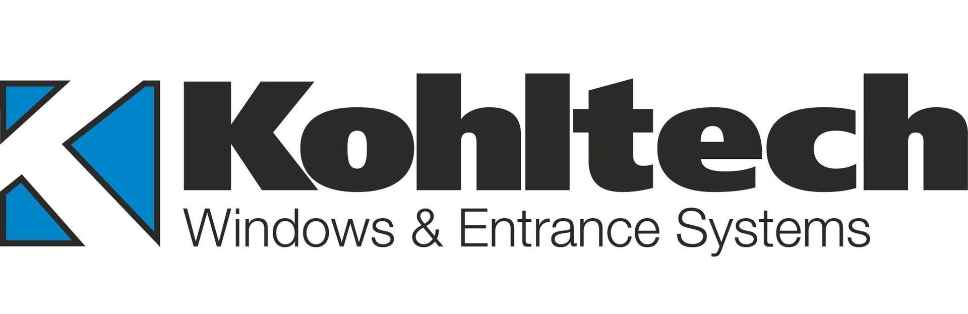 Kohltech logo with blue stylized “K” and the words “Windows & Entrance Systems”
