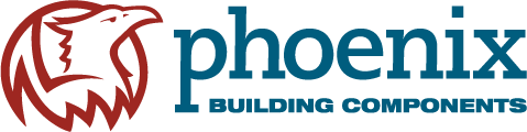 Phoenix Building Contractors logo with stylized phoenix icon and blue text