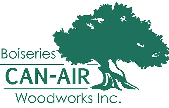 Boisseries CAN-AIR Woodworks Inc. logo with a green tree and stylized text on a white background